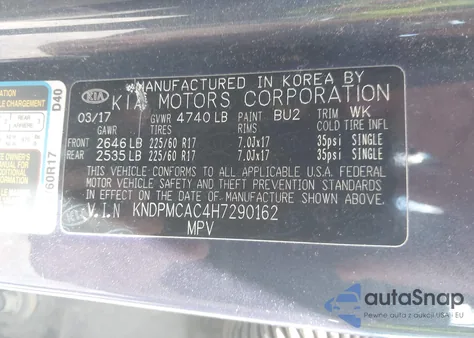 2017 Kia Sportage Lx from USA, damaged, VIN KNDPMCAC4H7290162